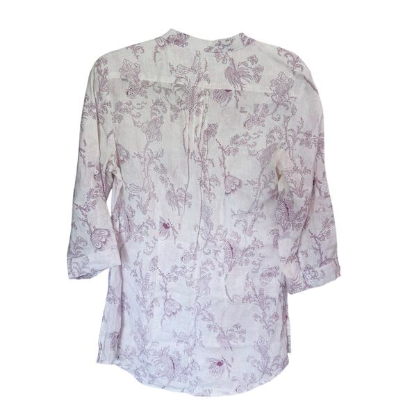 Malvin Hamburg Germany Linen Tunic Top 8 Floral Botanical CottageCore Boho Fairy - Picture 3 of 6